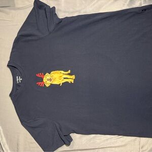 J. Crew Navy T-Shirt with Yellow and Red Holiday Themed Dog